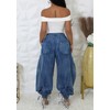 NRTHYE Women Baggy Cargo Jeans Joggers Drawstring High Waist Loose