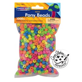 Creativity Street Pacon PACAC3553 Neon Pony Beads, 6mm x 9mm, Neon Assortment, Pack of 1000, 6 mm x 9 mm