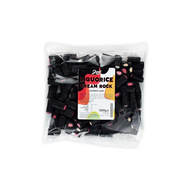 Just Treats Liquorice Cream Rock (500g Share Bag)