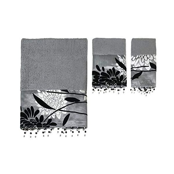 Popular Bath Bath Towels, Erica Collection, 3-Piece Set, Grey