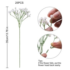 DBCMEW 25Pcs Artificial Flowers, Fake Flowers Gypsophila Silk Real Touch Flowers, Babys Breath Faux Flowers Arrangements Bouquets for Party Home Garden DIY Wedding Decoration (White)