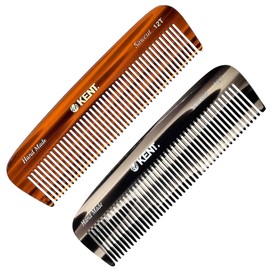 Kent 12T Wide Tooth Comb Hair Detangling Comb-Handmade Pocket Comb for Thick, Curly, Wavy Hair, Large Tooth Comb Hair Detangler Comb for Grooming Hair, Beard and Mustache-SawCut and Hand Polished Comb