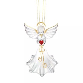 Glass Baron Angel with Red Crystal Heart Ornament Handmade Christmas Decor