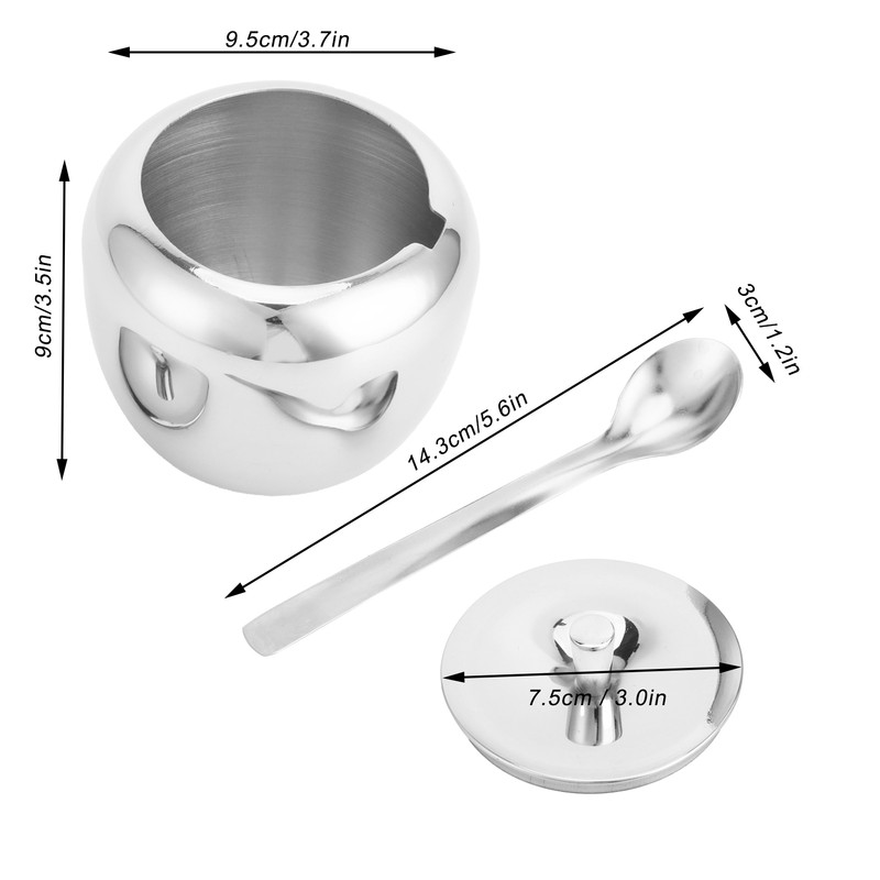Stainless Steel Sugar Jar Seasoning Jar Spice Container with Lid