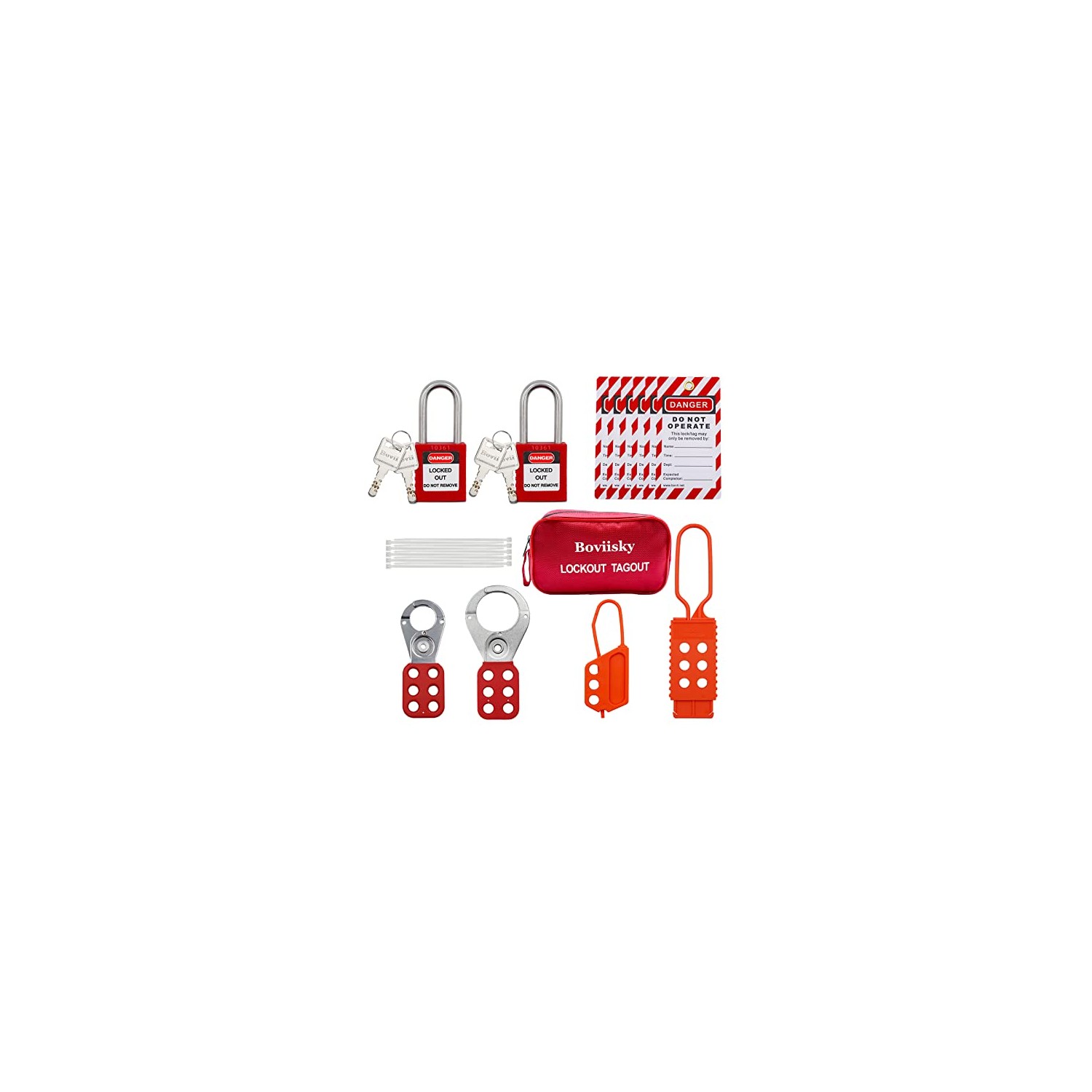 Boviisky Lockout Tagout Kit with Red Safety Padlocks, Hasps Set, Loto ...