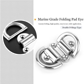 AMYSPORTS Heavy Duty Tie Down Ring Marine Rail Folding Pad Eye Deck Stainless Folding Pad Eye Double Rings SUS316