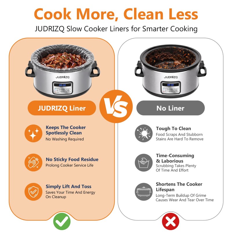 30Pcs Slow Cooker Liners 13"x 21" Size Fit for 3-8