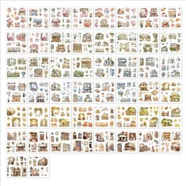 Alideco 50pcs Scrapbook Stickers Vintage People Landscape Coffee Sticker Book for Adults Sticker journaling Stickers for Scrapbooking (xiangwangshenghuo)