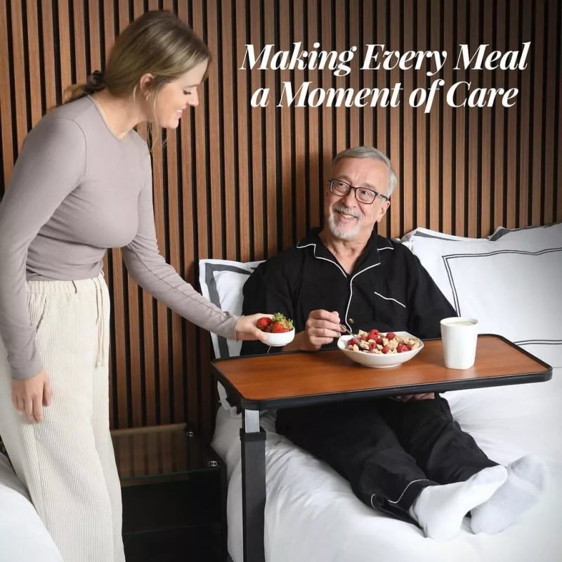 Medical king Adjustable Overbed Bedside Table with Wheels, Bed Desk,