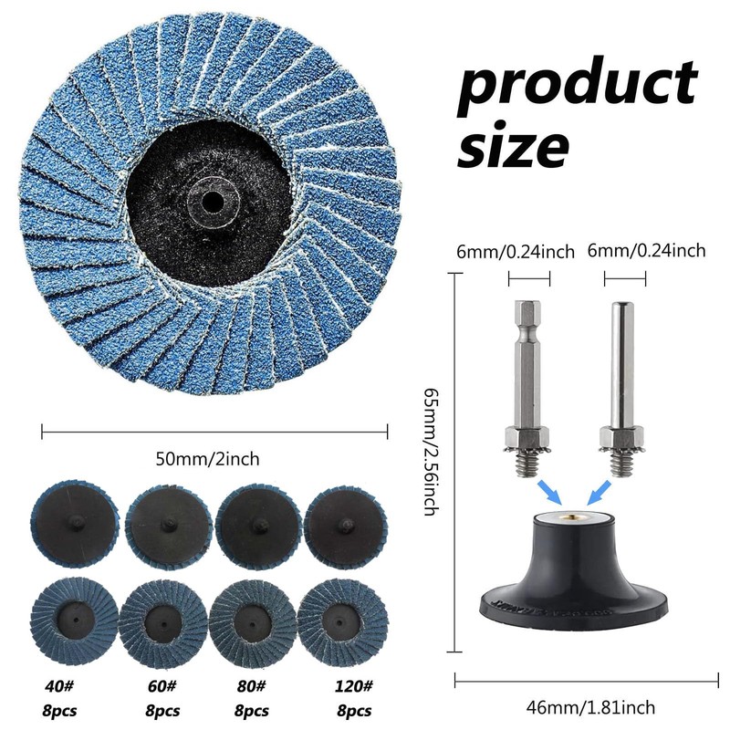 32 Pieces Flap Disc 2" 50mm Angle Grinder Grinding Wheel
