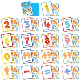 36PCS Numbers Cognitive Cards for Kids, Basic Arithmetic Flash Cards,Portable Waterproof Number Learning Flashcards,Math Cards