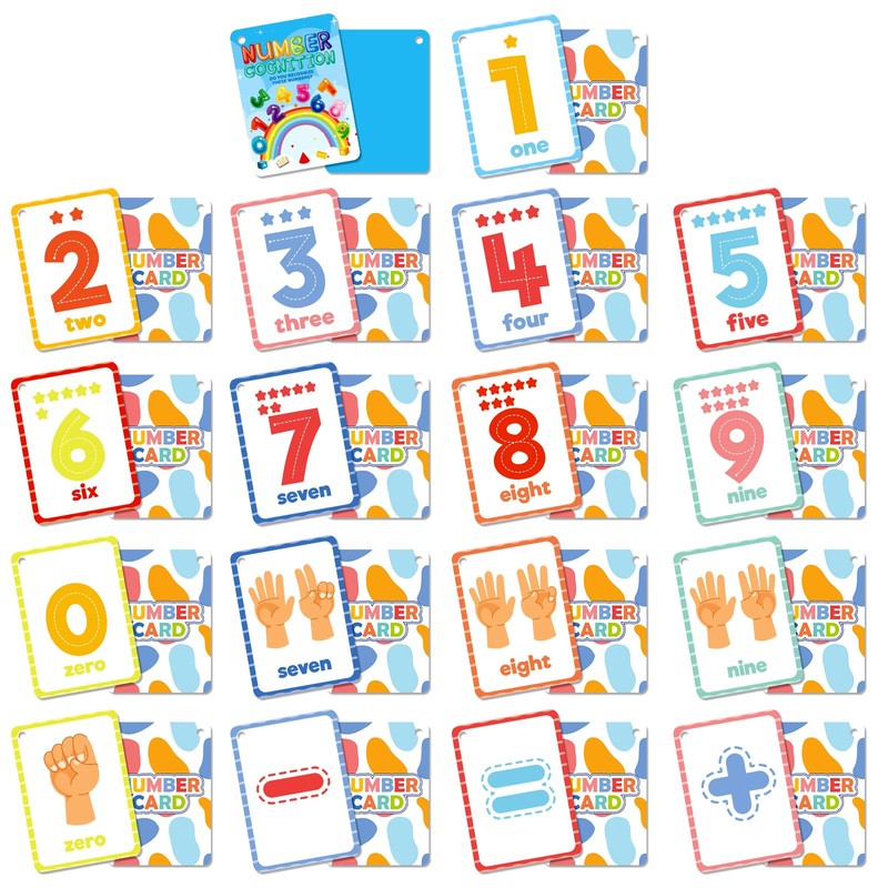 36PCS Numbers Cognitive Cards for Kids, Basic Arithmetic Flash Cards,Portable