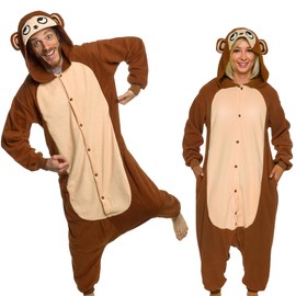 Funziez! Disfraz de Halloween para adultos, animal y criatura marina, de felpa de una pieza para adultos, hombres y mujeres, Animal Mono, X-Large
