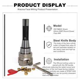 Kraciva R8 Shank 63mm EMR Round Dowel Face Mill Set