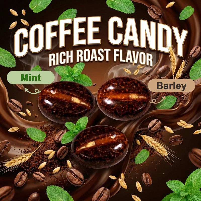 Coffee Bean-Shaped Hard Candies Individually Wrapped Bulk 1lb Bag, Assorted