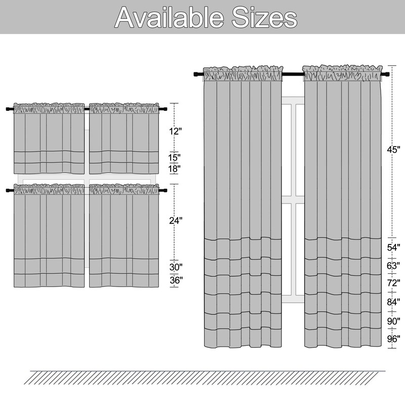 DONREN 12 Inches Long Valances for Windows - 2 Panels