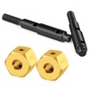 Brass Extended Wheel Hubs Hex Pins +10mm and Steel Stub