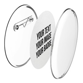 Buttons 56 mm DIY without Button Machine (Pack of 25) - Lapel Buttons Set with Needle Pins and A4 Button Paper