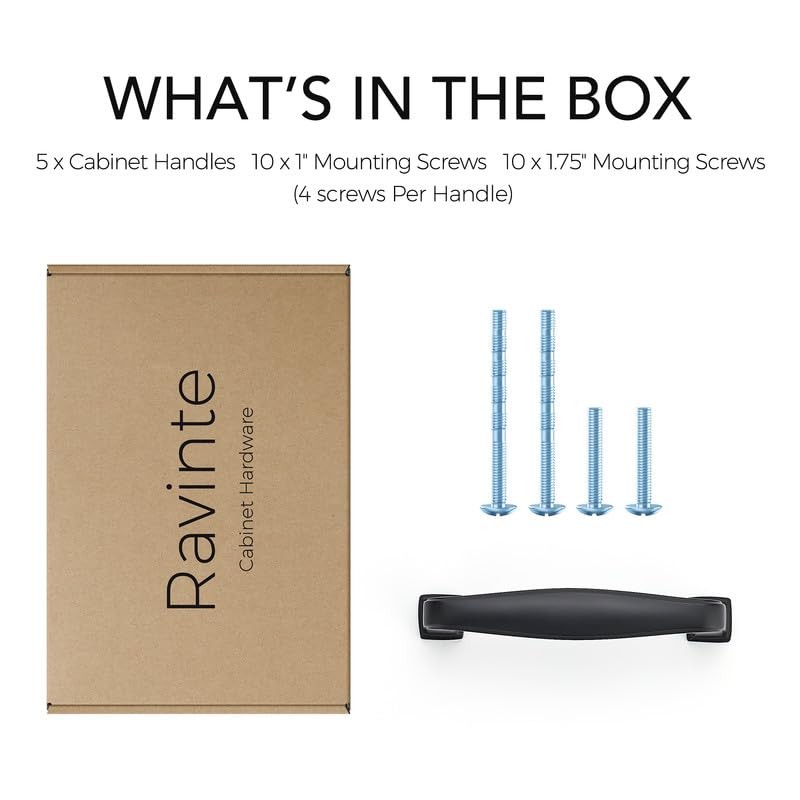 Ravinte 5 Pack 3 Inch Kitchen Cabinet Handles Matte Black