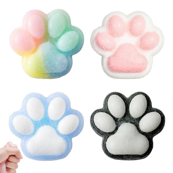 HAMKU Pack of 4 Cat Paw Squishy Stress Toy Cat