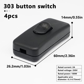 SEMINISMAR Intermediate Switch 2 Pin, 4 Pieces, Black, Polypropylene, Copper, Switch, Modern, Indoor, Wired, 2A, 250V, 100W