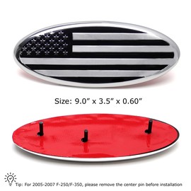 iJDMTOY 9-Inch Black/Chrome US Flag Design Front Grille Oval Emblem Badge Replacement Compatible with Ford 2004-14 F150, 2005-07 F250/F350, 2011-14 Edge, 2011-16 Explorer