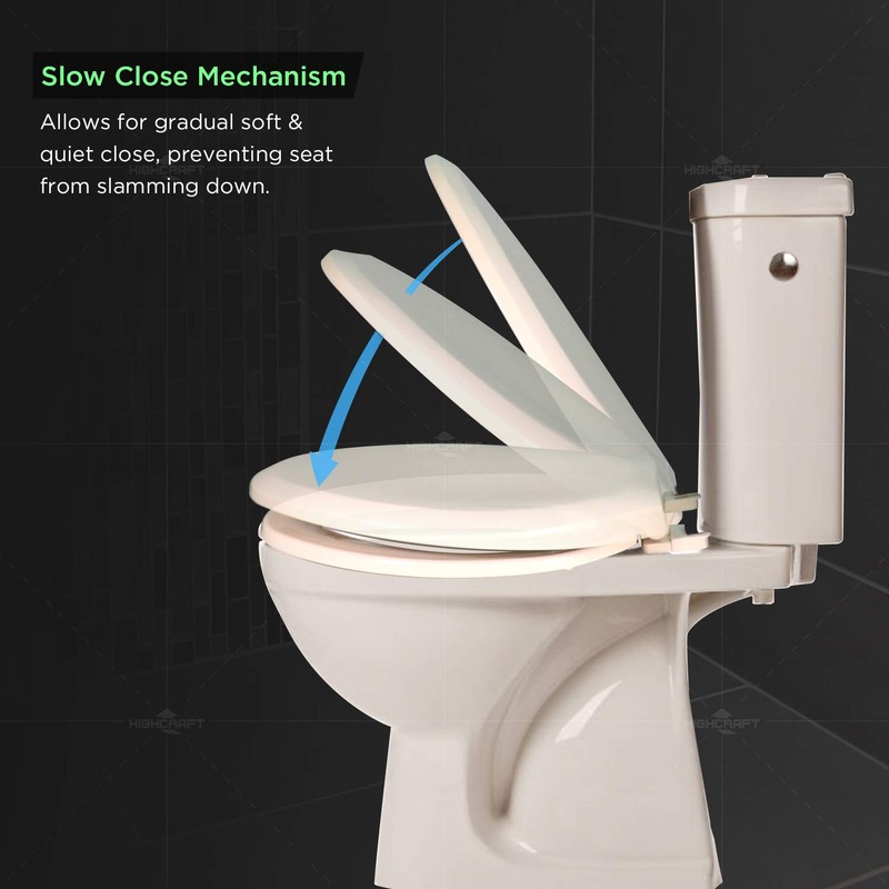 Highcraft B4TSPE Elongated Plastic Toilet Seat Slow Close ∙ Easy