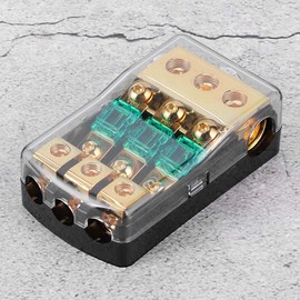 0/2/4 Gauge In To 4/8/10 Gauge Out 60A 3 Way Mini ANL Fuse Holder Distribution Block, Fuse Distribution Block for Auto Audio System