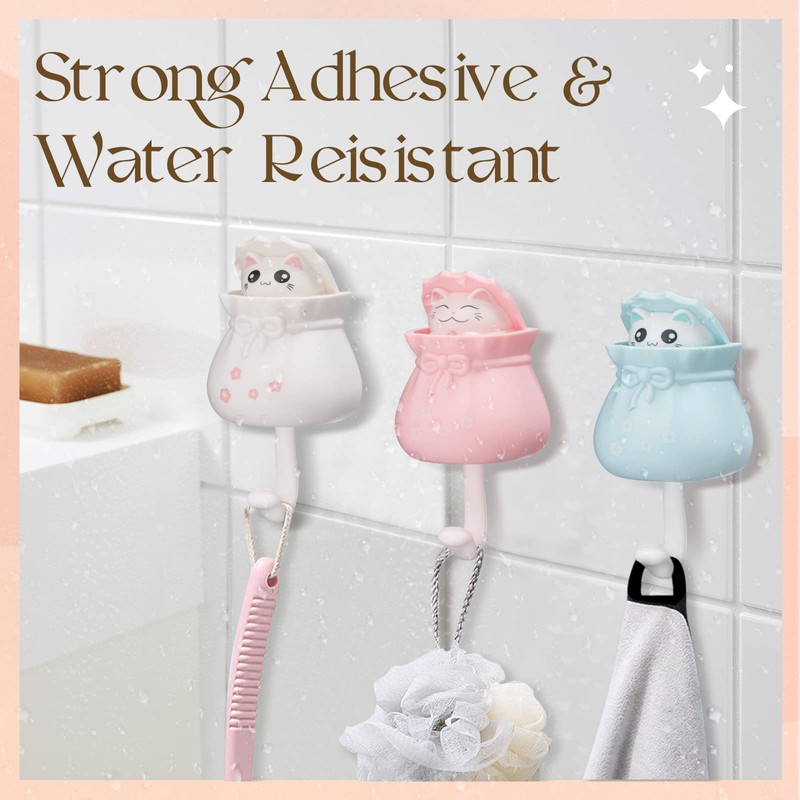 ISKYBOB Set of 4 Peek-A-Boo Cat Wall Hooks Cute Peeping