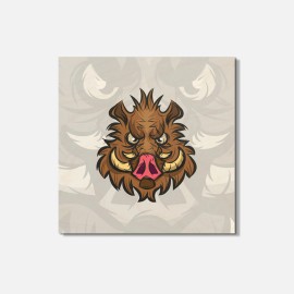Unbranded Boar Head Animal 4'' X 4'' Square Wooden Coaster