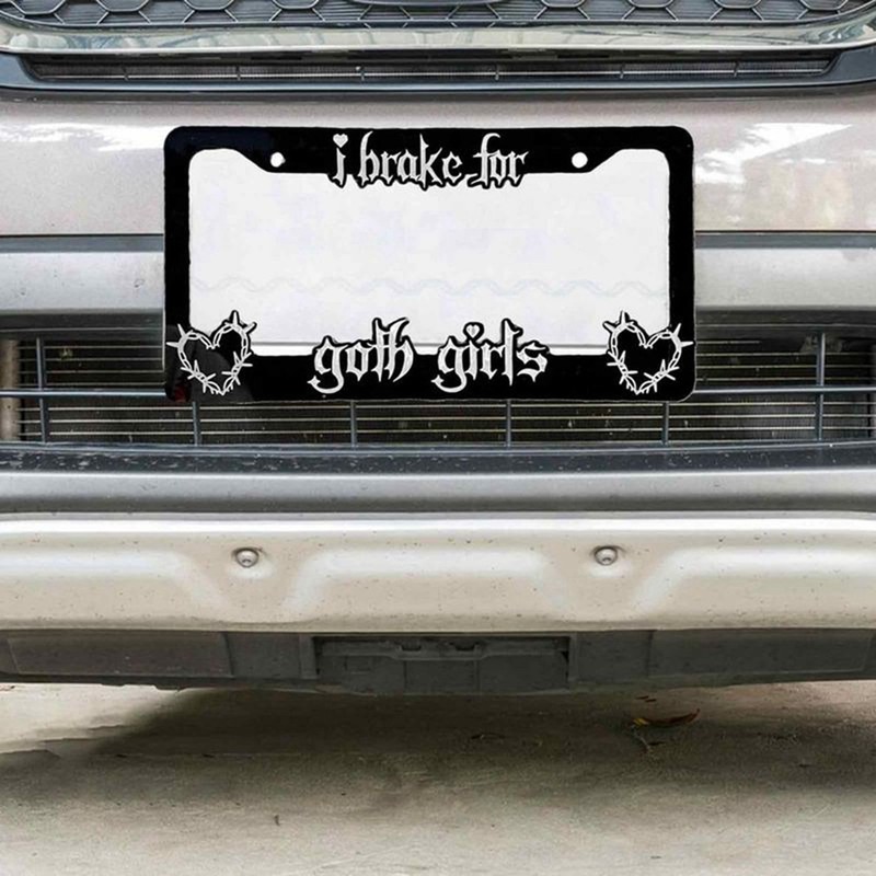 2X Black License Plate Frame Decorative License Brake for Goth