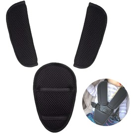 Baby Seat Belt Shoulder Pads, Pack of 3 Children's Seat Belt Pads, Universal Seat Belt Protectors & Belt Pads, Belt Covers for Baby Seat, Pram, Buggy & Car Seat (Black)