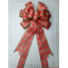 Unbranded Christmas Bow, Wreath Bow, Red Satin w Red/Green/Gold Plaid,