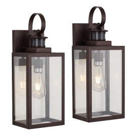 MICSIU 2 Pack Motion Sensor Outdoor Wall Lights Fixture, 18 Inch Oil Rubbed Bronze Dusk to Dawn Outdoor Lighting, Extra Large Exterior Wall Lights for House, Porch, Pathway, Patio