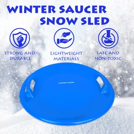 Slippery Racer Heavy-Duty Cold Resistant Downhill Pro Adults and Kids Plastic Outdoor Winter Saucer Disc Snow Sled with Handles (Blue, 3)