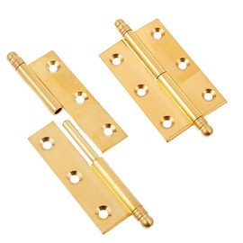Thickened Lift Off Hinge, 2 Pcs 2.5 Inch Gold Left Handedness Brass Door Hinges Detachable Small Lift Off Hinge with Screws Slip Joint Flag Hinges for Rising Butt Door Cabinet Doors