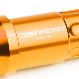 DNA MOTORING LN-ZTL-9024-125-OR Orange Open End Style M12 x 1.25 Wheel Lug Nuts w/Lock Key, 25mm OD/ 50mm Height, 20 Pack