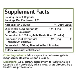 Bronson Cardo Mariano 1000mg Suplemento Hepático Vegano Sin Gluten 120 Cápsulas