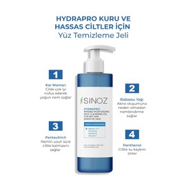 Sinoz Hydrapro Intensive Moisturising Facial Cleansing Gel for Dry and Sensitive Skin, 400 ml