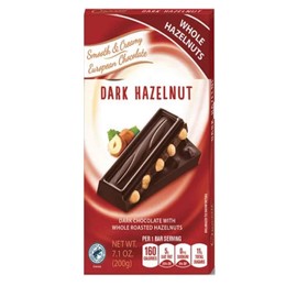 Dark Chocolate Whole Roasted Hazelnuts Bars, Smooth European Creamy Cocoa, Snack Snacking Gift Food Dessert Treat, Choceur 7oz Candy