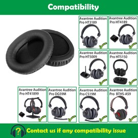 ACCOUTA Ersatz Ohrpolster Kissen Kompatibel mit Avantree Audition Pro HT3189/HT4189/HT5009/HT5150/HT41899 DG59M/C519M BTHS-AS9 Kopfhörer Ohrpolster mit weicherem Protein Leder und Memory-Schaum