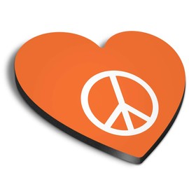 1 x Heart MDF Magnets - Orange Peace Symbol Camper Van Surf 5611