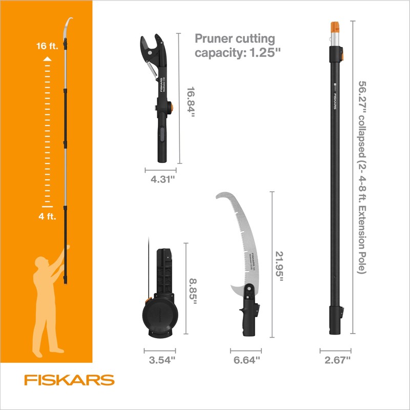 Fiskars XtendControl Extendable Tree Pruner (12 ft), Pole Saw, Adjustable