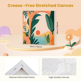 Jawecci Framed Scenery Paint by Numbers for Beginner, 4Pack Landscape Paint by Numbers Adults, Paint by Numbers Kits on Canvas DIY Oil Painting Acrylic with All Tools for Home Decor 8x8in