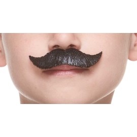 Mustaches Fake Mustache, Self Adhesive, Novelty, Small Trim Salesman False Facial Hair, Costume Accessory for Kids, Black Lustrous Color