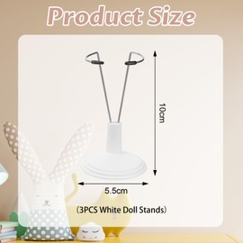 Mrltau Pack of 3 Doll Stands Height Adjustable for 15-17 cm Vinyl Plush Dolls, Metal Holder with Sturdy Base, Display Stand for Keyring Dolls with Clothes (White)