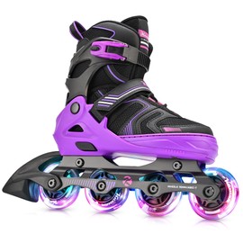 Kuxuan Skates Adjustable Inline Skates for Women Men, Kids Roller Skates Ages 4-12 with Light Up Wheels, Teen Skates for Beginner Girl Boy