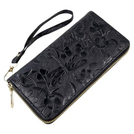 Bakurok RFID Wallets for Women Wristlet Vegan Leather Long Purse Floral Zip Around Clutch Large Capacity Card Holder
