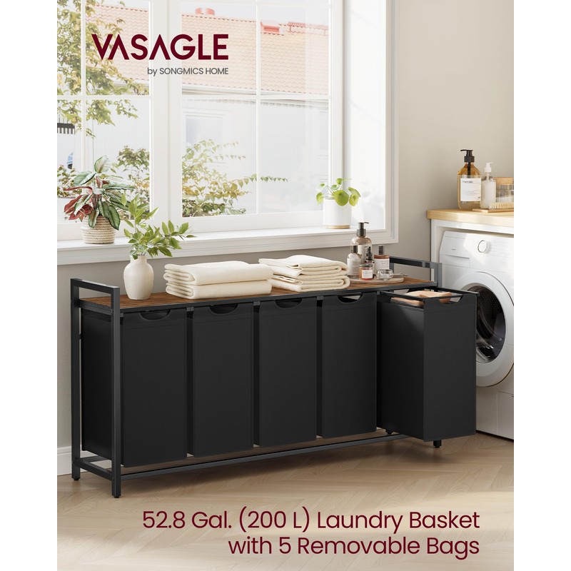 VASAGLE Laundry Hamper, Laundry Basket, Laundry Sorter with 5 Pull-Out
