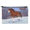 Clydesdale Horse Running in Snow Makeup Cosmetic Bag Organizer Pouch